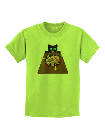 Anime Cat Loves Sushi Childrens T-Shirt by TooLoud-Childrens T-Shirt-TooLoud-Lime-Green-X-Small-Davson Sales