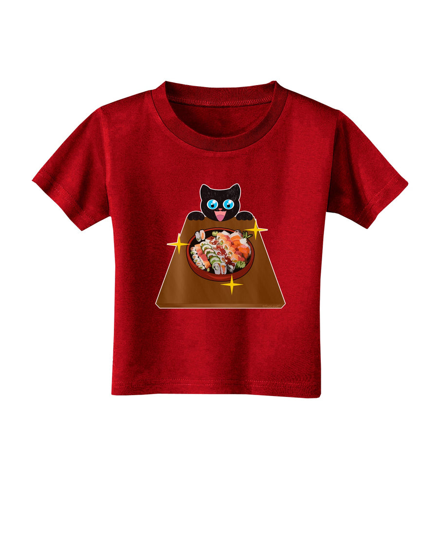 Anime Cat Loves Sushi Toddler T-Shirt Dark by TooLoud-Toddler T-Shirt-TooLoud-Black-2T-Davson Sales