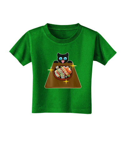 Anime Cat Loves Sushi Toddler T-Shirt Dark by TooLoud-Toddler T-Shirt-TooLoud-Clover-Green-2T-Davson Sales