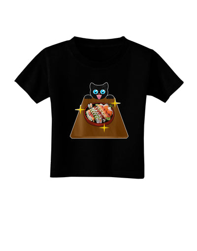 Anime Cat Loves Sushi Toddler T-Shirt Dark by TooLoud-Toddler T-Shirt-TooLoud-Black-2T-Davson Sales