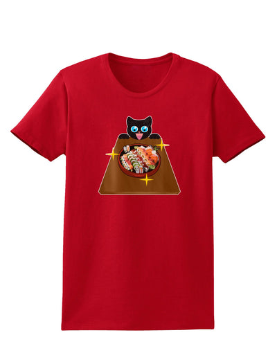 Anime Cat Loves Sushi Womens Dark T-Shirt by TooLoud-Womens T-Shirt-TooLoud-Red-X-Small-Davson Sales