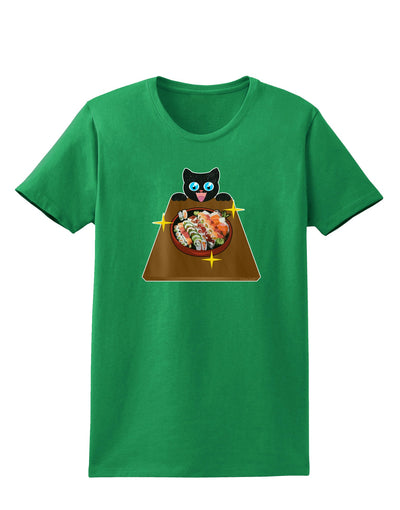 Anime Cat Loves Sushi Womens Dark T-Shirt by TooLoud-Womens T-Shirt-TooLoud-Kelly-Green-X-Small-Davson Sales