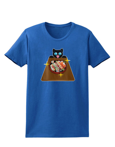 Anime Cat Loves Sushi Womens Dark T-Shirt by TooLoud-Womens T-Shirt-TooLoud-Royal-Blue-X-Small-Davson Sales