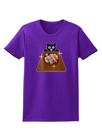 Anime Cat Loves Sushi Womens Dark T-Shirt by TooLoud-Womens T-Shirt-TooLoud-Purple-X-Small-Davson Sales