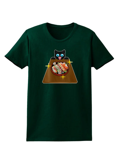 Anime Cat Loves Sushi Womens Dark T-Shirt by TooLoud-Womens T-Shirt-TooLoud-Forest-Green-Small-Davson Sales