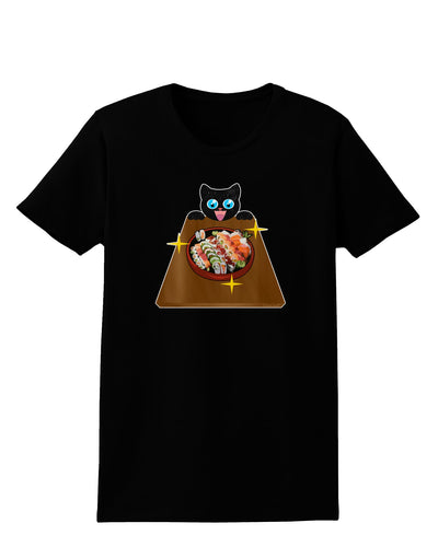 Anime Cat Loves Sushi Womens Dark T-Shirt by TooLoud-Womens T-Shirt-TooLoud-Black-X-Small-Davson Sales