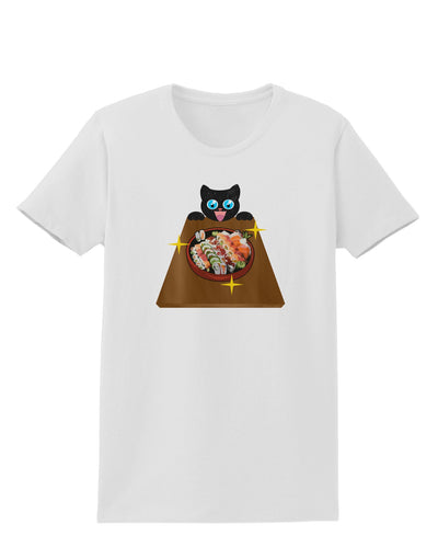 Anime Cat Loves Sushi Womens T-Shirt by TooLoud-Womens T-Shirt-TooLoud-White-X-Small-Davson Sales