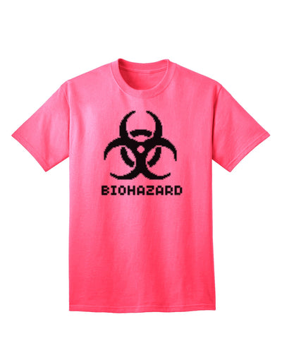 Apocalyptic Adult T-Shirt featuring Biohazard Symbol Pixels-Mens T-shirts-TooLoud-Neon-Pink-Small-Davson Sales