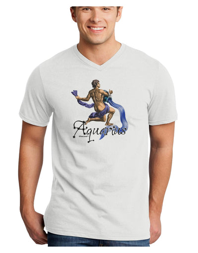 Aquarius Color Illustration Adult V-Neck T-shirt-Mens V-Neck T-Shirt-TooLoud-White-XXXX-Large-Davson Sales