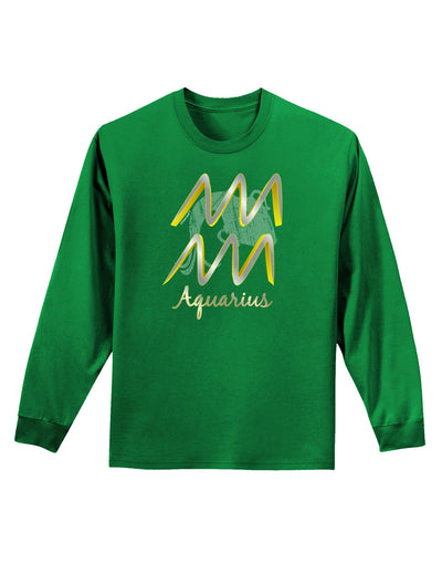 Aquarius Symbol Adult Long Sleeve Dark T-Shirt-TooLoud-Kelly-Green-Small-Davson Sales