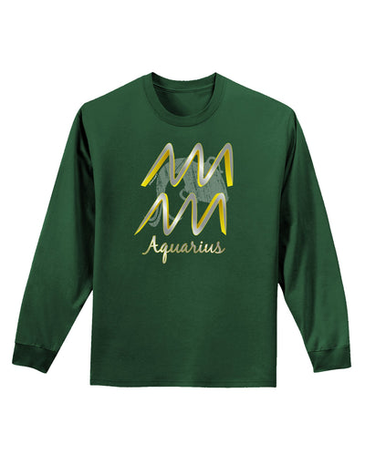 Aquarius Symbol Adult Long Sleeve Dark T-Shirt-TooLoud-Dark-Green-Small-Davson Sales