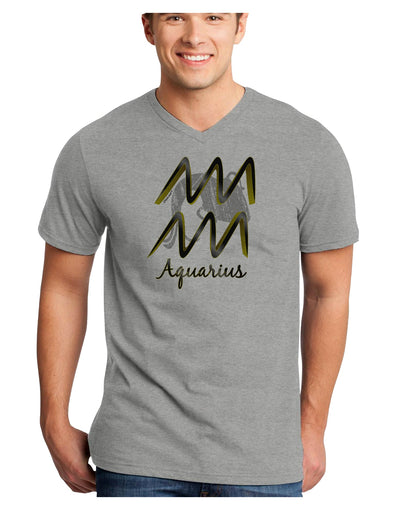 Aquarius Symbol Adult V-Neck T-shirt-Mens V-Neck T-Shirt-TooLoud-HeatherGray-Small-Davson Sales