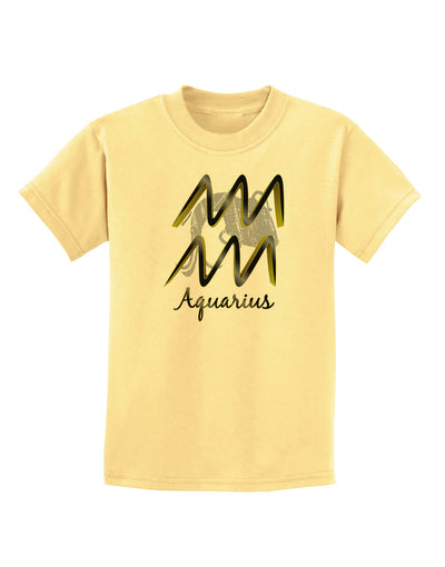 Aquarius Symbol Childrens T-Shirt-Childrens T-Shirt-TooLoud-Daffodil-Yellow-X-Small-Davson Sales