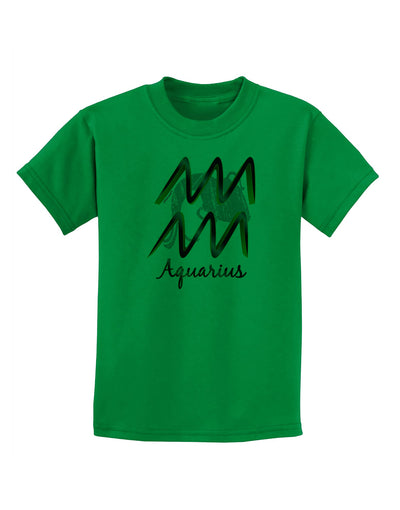 Aquarius Symbol Childrens T-Shirt-Childrens T-Shirt-TooLoud-Kelly-Green-X-Small-Davson Sales