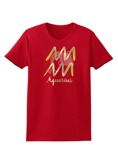 Aquarius Symbol Womens Dark T-Shirt-TooLoud-Red-X-Small-Davson Sales