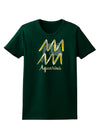 Aquarius Symbol Womens Dark T-Shirt-TooLoud-Forest-Green-Small-Davson Sales