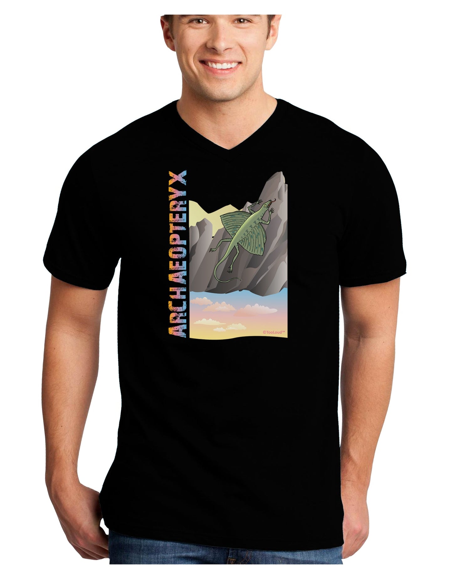 Archaopteryx - With Name Adult Dark V-Neck T-Shirt by TooLoud-Mens V-Neck T-Shirt-TooLoud-Black-Small-Davson Sales