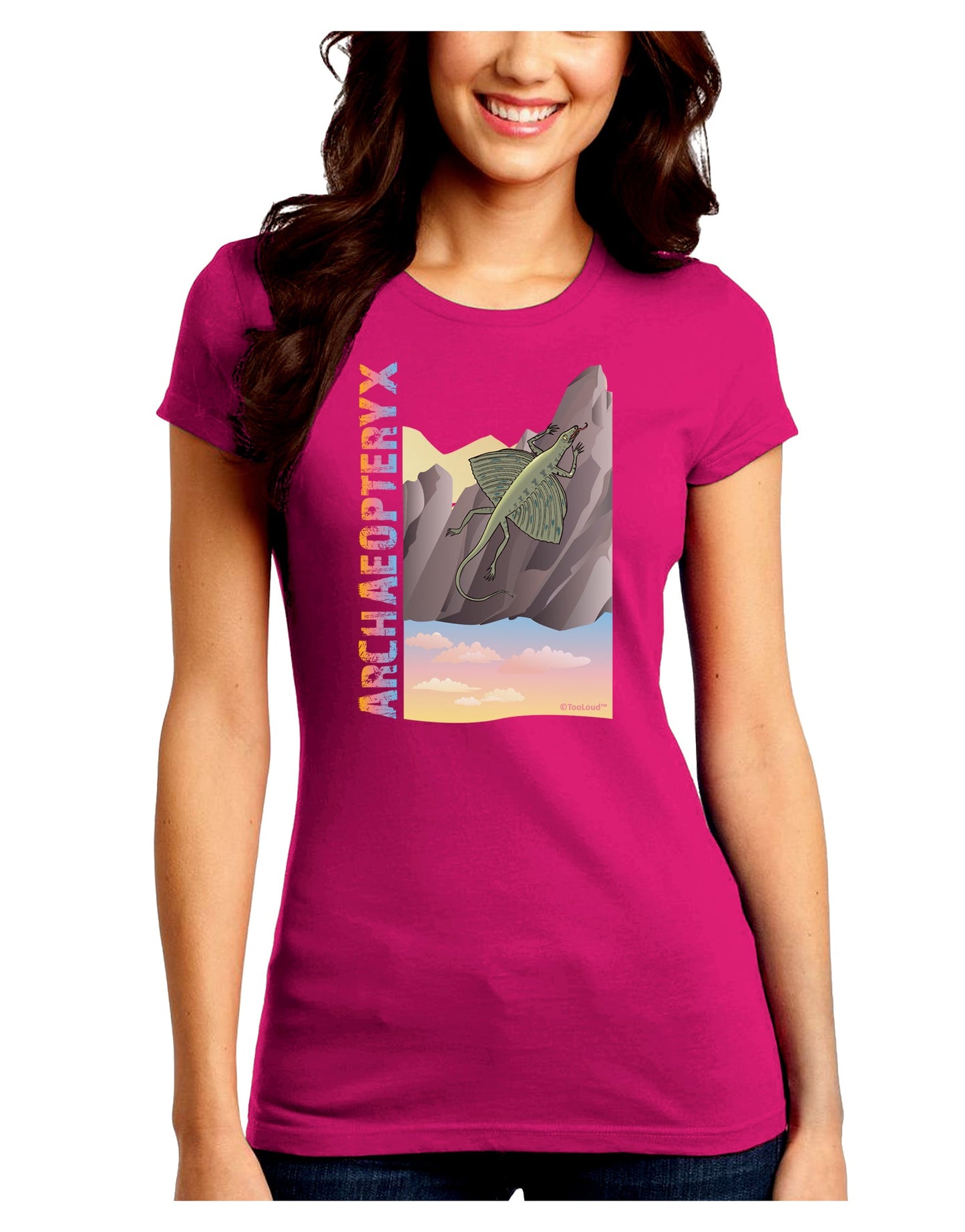 Archaopteryx - With Name Juniors Crew Dark T-Shirt by TooLoud-T-Shirts Juniors Tops-TooLoud-Hot-Pink-Juniors Fitted Small-Davson Sales