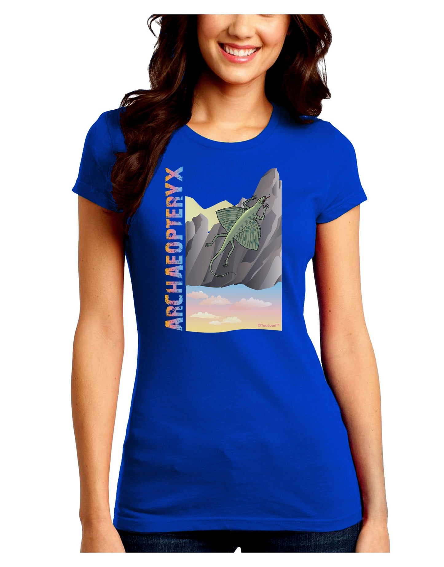 Archaopteryx - With Name Juniors Crew Dark T-Shirt by TooLoud-T-Shirts Juniors Tops-TooLoud-Royal-Blue-Juniors Fitted Small-Davson Sales