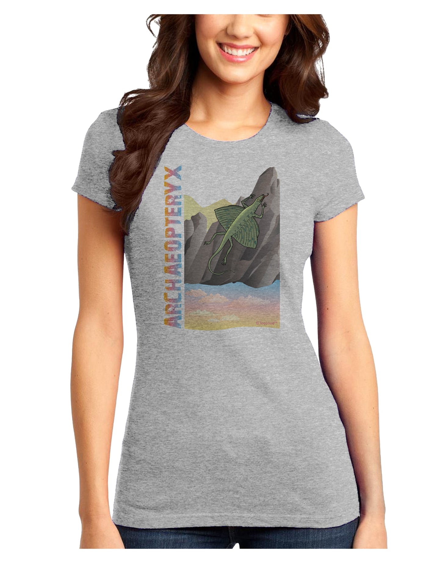 Archaopteryx - With Name Juniors T-Shirt by TooLoud-Womens Juniors T-Shirt-TooLoud-Ash-Gray-Juniors Fitted X-Small-Davson Sales