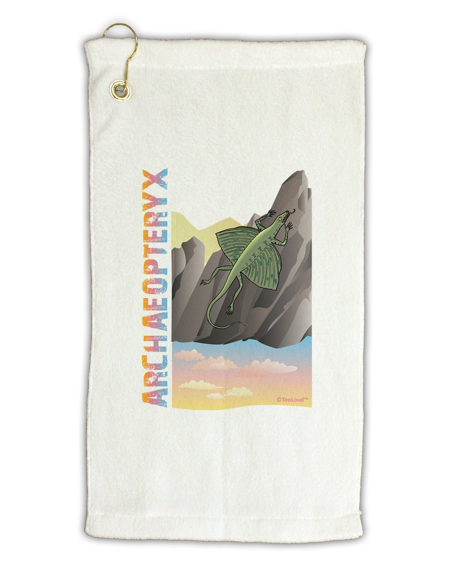 Archaopteryx - With Name Micro Terry Gromet Golf Towel 11&#x22;x19 by TooLoud-Golf Towel-TooLoud-White-Davson Sales