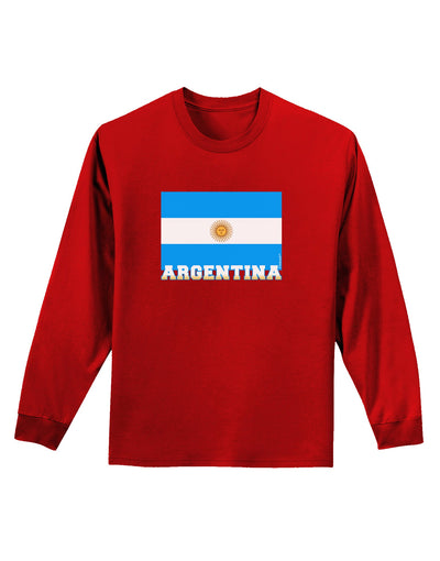 Argentina Flag Adult Long Sleeve Dark T-Shirt-TooLoud-Red-Small-Davson Sales