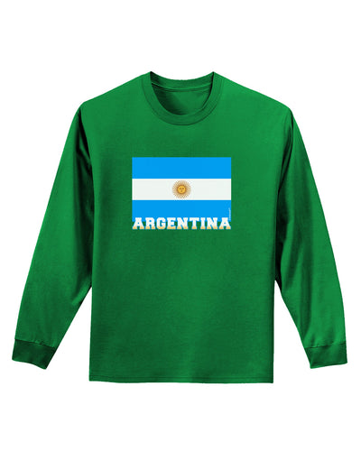 Argentina Flag Adult Long Sleeve Dark T-Shirt-TooLoud-Kelly-Green-Small-Davson Sales