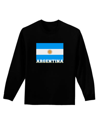 Argentina Flag Adult Long Sleeve Dark T-Shirt-TooLoud-Black-Small-Davson Sales