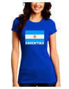 Argentina Flag Juniors Petite Crew Dark T-Shirt-T-Shirts Juniors Tops-TooLoud-Royal-Blue-Juniors Fitted Small-Davson Sales