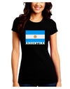 Argentina Flag Juniors Petite Crew Dark T-Shirt-T-Shirts Juniors Tops-TooLoud-Black-Juniors Fitted Small-Davson Sales