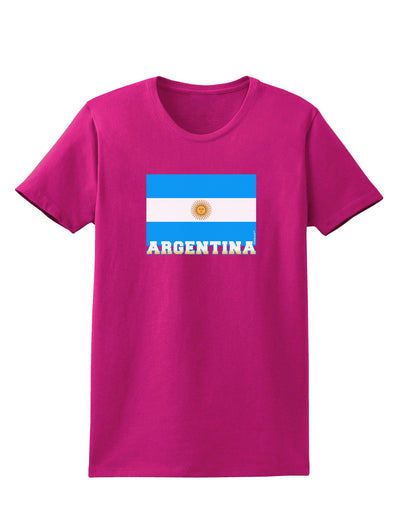 Argentina Flag Womens Dark T-Shirt-TooLoud-Hot-Pink-Small-Davson Sales