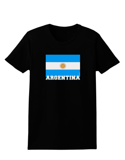 Argentina Flag Womens Dark T-Shirt-TooLoud-Black-X-Small-Davson Sales