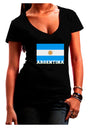 Argentina Flag Womens V-Neck Dark T-Shirt-Womens V-Neck T-Shirts-TooLoud-Black-Juniors Fitted Small-Davson Sales