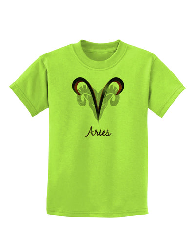 Aries Symbol Childrens T-Shirt-Childrens T-Shirt-TooLoud-Lime-Green-X-Small-Davson Sales