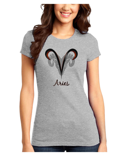 Aries Symbol Juniors Petite T-Shirt-T-Shirts Juniors Tops-TooLoud-Ash-Gray-Juniors Fitted X-Small-Davson Sales