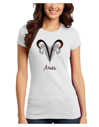 Aries Symbol Juniors Petite T-Shirt-T-Shirts Juniors Tops-TooLoud-White-Juniors Fitted X-Small-Davson Sales