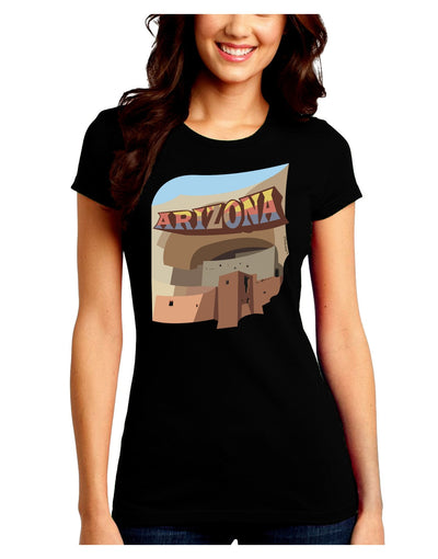 Arizona Montezuma Castle Juniors Petite Crew Dark T-Shirt-T-Shirts Juniors Tops-TooLoud-Black-Juniors Fitted XX-Large-Davson Sales