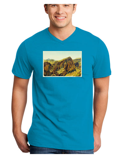 Arizona Mountains Watercolor Adult Dark V-Neck T-Shirt-TooLoud-Turquoise-Small-Davson Sales