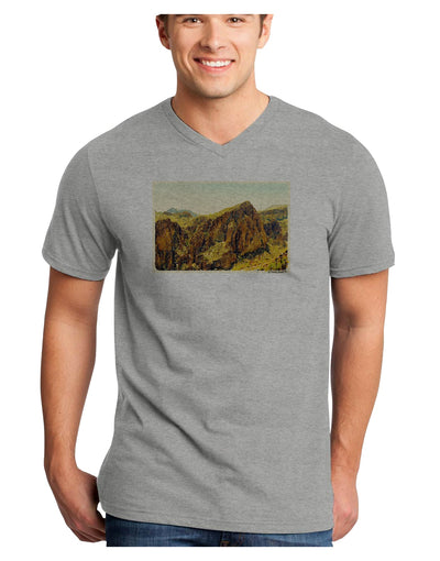 Arizona Mountains Watercolor Adult V-Neck T-shirt-Mens V-Neck T-Shirt-TooLoud-HeatherGray-Small-Davson Sales