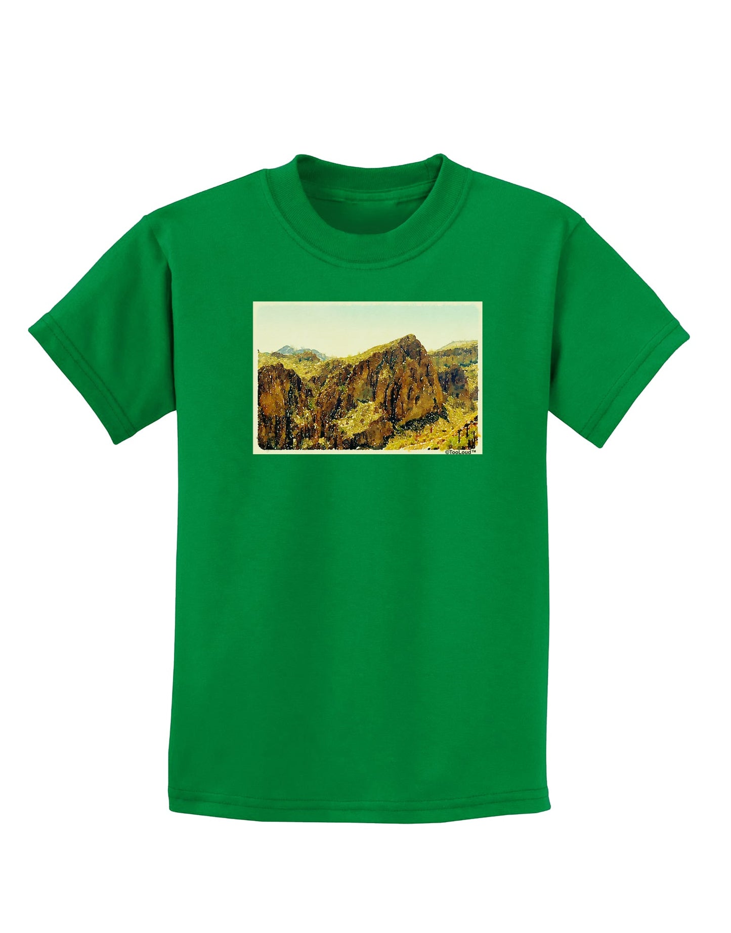 Arizona Mountains Watercolor Childrens Dark T-Shirt-Childrens T-Shirt-TooLoud-Kelly-Green-X-Small-Davson Sales