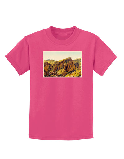 Arizona Mountains Watercolor Childrens Dark T-Shirt-Childrens T-Shirt-TooLoud-Sangria-X-Small-Davson Sales