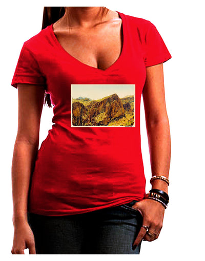 Arizona Mountains Watercolor Juniors V-Neck Dark T-Shirt-Womens V-Neck T-Shirts-TooLoud-Red-Juniors Fitted Small-Davson Sales
