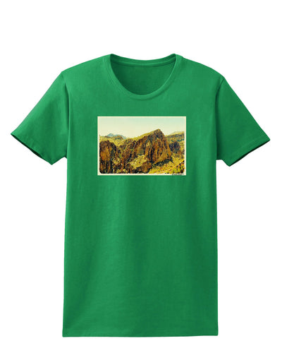 Arizona Mountains Watercolor Womens Dark T-Shirt-TooLoud-Kelly-Green-X-Small-Davson Sales