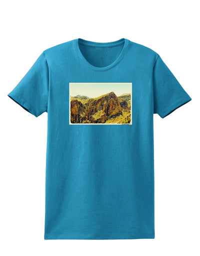 Arizona Mountains Watercolor Womens Dark T-Shirt-TooLoud-Turquoise-X-Small-Davson Sales