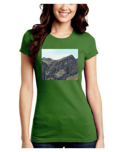 Arizona Saguaro Lake Mountains Juniors Crew Dark T-Shirt-T-Shirts Juniors Tops-TooLoud-Kiwi-Green-Juniors Fitted Small-Davson Sales