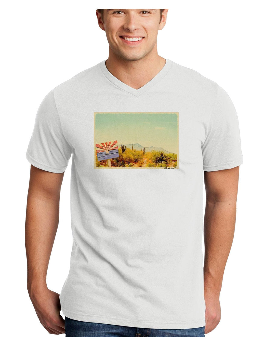 Arizona Scene Watercolor Adult V-Neck T-shirt-Mens V-Neck T-Shirt-TooLoud-White-XXXX-Large-Davson Sales