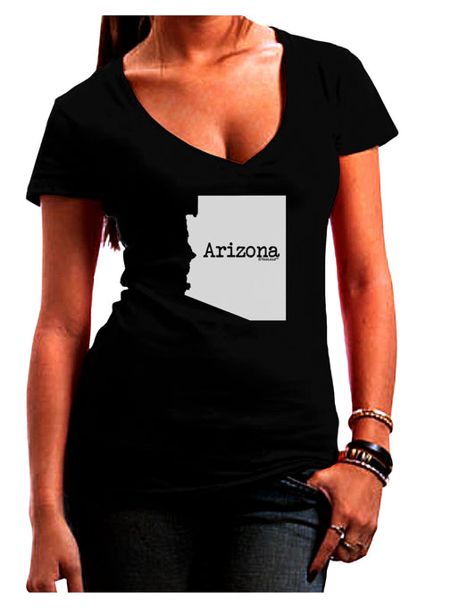 Arizona - United States Shape Juniors V-Neck Dark T-Shirt by TooLoud-Womens V-Neck T-Shirts-TooLoud-Black-Juniors Fitted Small-Davson Sales