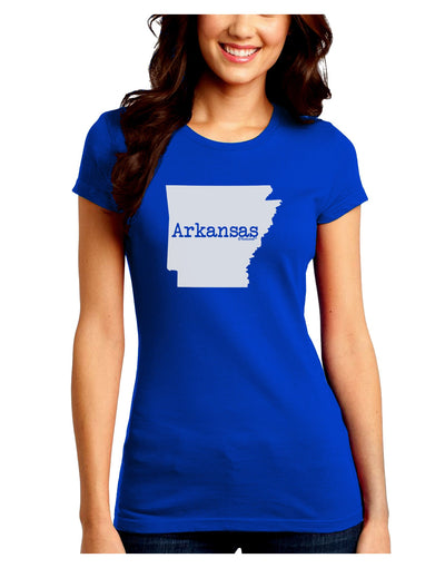 Arkansas - United States Shape Juniors Crew Dark T-Shirt by TooLoud-T-Shirts Juniors Tops-TooLoud-Royal-Blue-Juniors Fitted Small-Davson Sales