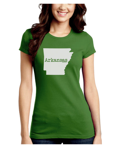 Arkansas - United States Shape Juniors Crew Dark T-Shirt by TooLoud-T-Shirts Juniors Tops-TooLoud-Kiwi-Green-Juniors Fitted X-Small-Davson Sales