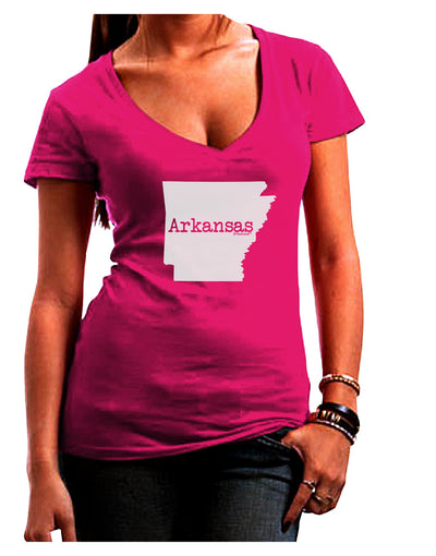 Arkansas - United States Shape Juniors V-Neck Dark T-Shirt by TooLoud-Womens V-Neck T-Shirts-TooLoud-Hot-Pink-Juniors Fitted Small-Davson Sales